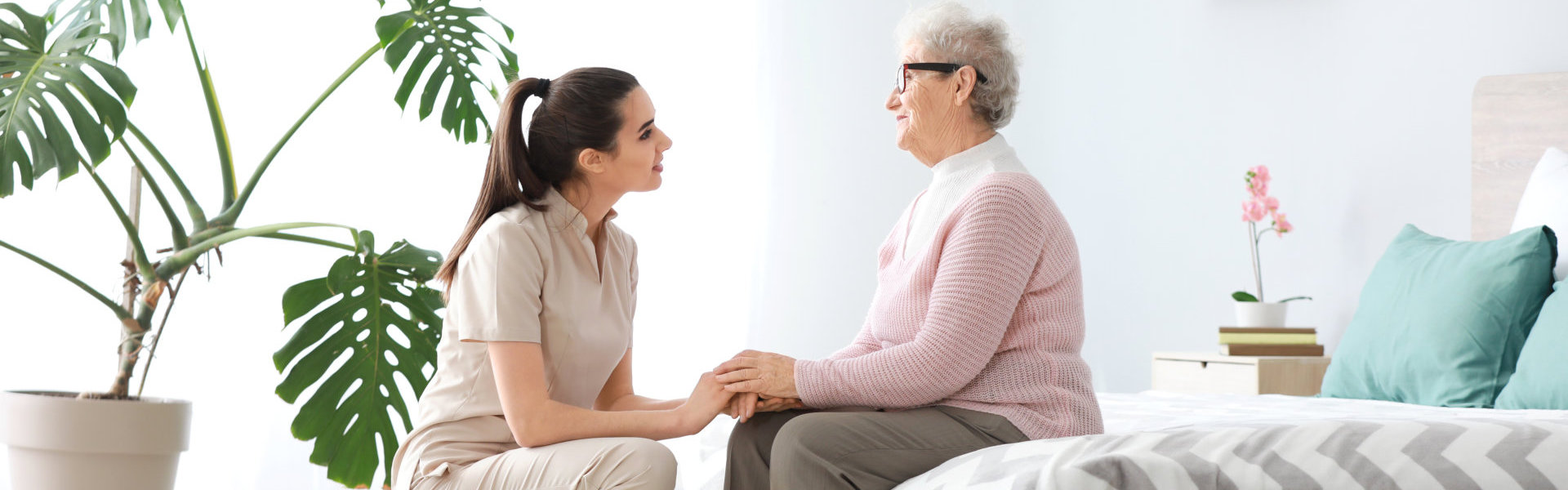 caregiver accompanying an elderly