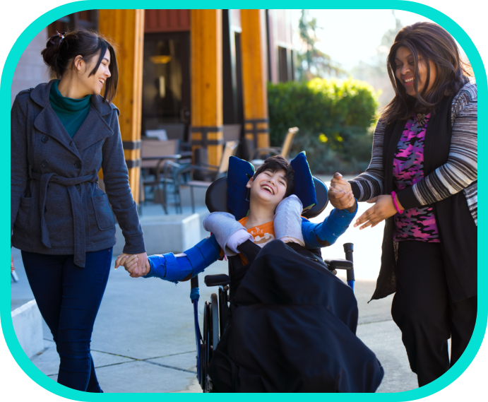  three people smiling