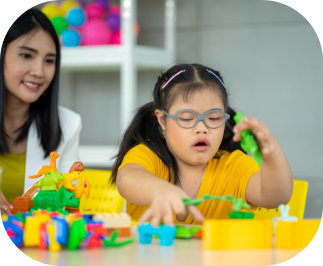 caregiver and patient playing